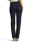 Lee Women's Petite Instantly Slims Classic Relaxed Fit Monroe Straight Leg Jean, Heritage Blue, 12 Petite