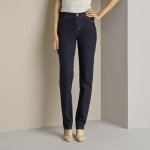 Lee Women's Petite Instantly Slims Classic Relaxed Fit Monroe Straight Leg Jean, Heritage Blue, 12 Petite