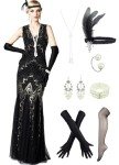 1920s Glam Sequin Mermaid Dress with Accessories