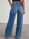 Sidefeel Women's Wide Leg Jeans High Waisted Strechy Raw Hem Denim Pants, Blue, 12