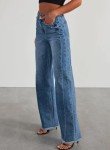 Sidefeel Women's Wide Leg Jeans High Waisted Strechy Raw Hem Denim Pants, Blue, 12