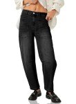 EVALESS 2024 High Waisted Barrel Jeans for Women Boyfriend Baggy Wide Leg Jean Fall Size 6 Black