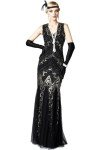 1920s Glam Sequin Mermaid Dress with Accessories