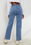 Metietila Women's High Rise Cargo Jean Stretch Straight Wide Leg Jeans Denim Pants for Women Denim Blue XL