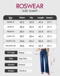 roswear Women's Wide Leg Jeans Casual High Waisted Stretch Baggy Loose Denim Pants, Blue, Medium