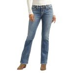 Silver Jeans Co. Women's Elyse Mid Rise Comfort Fit Slim Bootcut Jeans, Med Wash, 32W x 31L