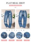 Astylish Plaid Patch Ripped Jean for Women Boyfriend Jeans Wide Leg Mid Rise Stretch Printed Comfy Pants Distressed Jeans Women Patchwork Jeans Straight Leg Jeans Trendy 2023, G17 Blue, Large