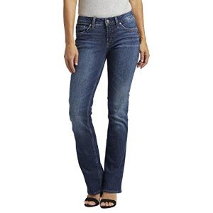 Silver Jeans Co. Women's Suki Mid Rise Slim Bootcut Jeans, Vintage Dark Wash, 30W x 31L