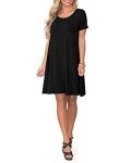 Casual Black T-Shirt Dress with Pockets for Women