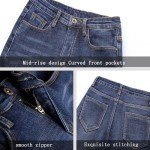 QLWYDG Women's Fleece Lined Jeans Thermal Flannel Lined Jeans Winter Warm Thicken Skinny Stretch Denim Pants Blue