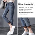 QLWYDG Women's Fleece Lined Jeans Thermal Flannel Lined Jeans Winter Warm Thicken Skinny Stretch Denim Pants Blue