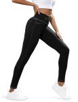 VOOVEEYA Curvy Womens Leggings, High Waisted Yoga Pants with Back Pockets Tummy Control Stretchy Workout Gym Tight(Black L)