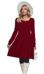 Jescakoo Red Long Sleeve Fall Sweater Dress