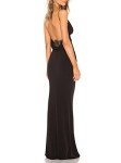 Elegant Black Maxi Dress with Lace Back, Large
