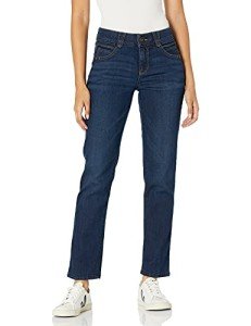 Democracy Women's Petite Ab Solution Straight Leg Jean, Indigo, 8 Petite