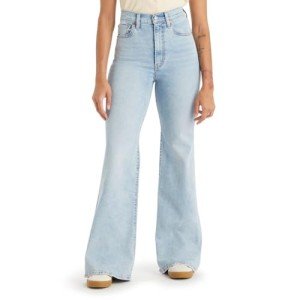 Levi's Women's Ribcage Bell Bottom Jeans, The Bells and Whistles, Blue, 28