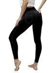 VOOVEEYA Jeggings for Women High Waist, Leggings with Pockets Tummy Control Plus Size Stretchy Jeans Leggings 7/8(Black-M)