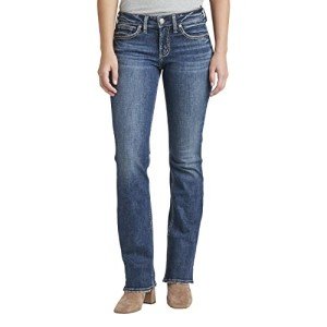 Silver Jeans Co. Women's Britt Low Rise Curvy Fit Slim Bootcut Jeans, Med Wash Sdk394, 30W x 33L