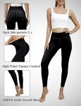 VOOVEEYA Jeggings for Women High Waist, Leggings with Pockets Tummy Control Plus Size Stretchy Jeans Leggings 7/8(Black-M)