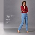 chic classic collection Women's Easy Fit Elastic Waist Pull On Pant, Black Denim, 16 Petite
