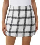 KISSMODA Women's Casual Midi Skirt Elastic Waist Skirts Solid Floral Plaid Fall Winter Skirt Grid Black M