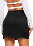 TZLDN Mini Skirts for Women Short Pencil Skirts Faux Suede Skirt with Slit Fall Winter Casual Work Black M