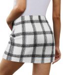 KISSMODA Women's Casual Midi Skirt Elastic Waist Skirts Solid Floral Plaid Fall Winter Skirt Grid Black M