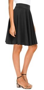Urban CoCo Women's Basic Midi Skirt Versatile Stretchy Flared Casual High Waisted Skirt(XL, Black)