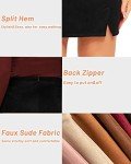 TZLDN Mini Skirts for Women Short Pencil Skirts Faux Suede Skirt with Slit Fall Winter Casual Work Black M
