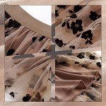 Velinsak Skirts for Women Midi Long Length Pleated High Waisted Tulle Skirt Floral A-Line Flowy Skirts Khaki L-XL