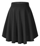 Urban CoCo Women's Basic Midi Skirt Versatile Stretchy Flared Casual High Waisted Skirt(XL, Black)