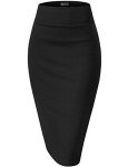 Hybrid & Company Women's Premium Nylon Ponte Stretch High Waist Pencil Suit Skirt Below Knee KSK45002 1073T Black L