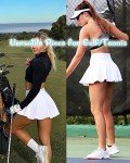 OZICERD Tennis Skirt Golf Skorts for Women with Pockets Short Skirt High Waisted Pleated Mini Skirts Jupe Femme Golf Clothes White S