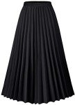 Velinsak Skirts for Women Long Length High Waisted Pleated Midi Skirt A Line Maxi Skirt Black XS