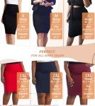 Hybrid & Company Women's Premium Nylon Ponte Stretch High Waist Pencil Suit Skirt Below Knee KSK45002 1073T Black L