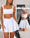 OZICERD Tennis Skirt Golf Skorts for Women with Pockets Short Skirt High Waisted Pleated Mini Skirts Jupe Femme Golf Clothes White S