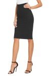 EXCHIC Women's High Waist Bodycon Midi Pencil Skirt (S, Black)