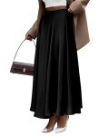 BTFBM Women's Satin High Waist Skirts 2024 Summer Fall Outfits Elegant Cocktail Party Flowy A-Line Maxi Skirt(Solid Black, Large)