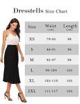 DRESSTELLS Women's Pleated Elastic High Waist A-Line Shirring Swing Midi Skirt Black L