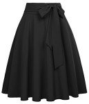 Belle Poque Summer Black Midi Skirts for Women A-Line High Waisted Skirt Black M