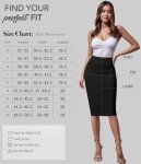 Hybrid & Company Women's Premium Nylon Ponte Stretch High Waist Pencil Suit Skirt Below Knee KSK45002 1073T Black L