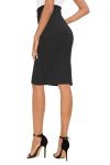 EXCHIC Women's High Waist Bodycon Midi Pencil Skirt (S, Black)