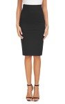 EXCHIC Women's High Waist Bodycon Midi Pencil Skirt (S, Black)