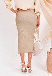 HERBATOMIA Women’s Midi Split Side Bodycon Skirt Stretchy Ribbed Knit High Waist Mid Length Casual Khaki Skirts for Women