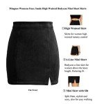 Mingnos Womens Faux Suede Leopard Print High Waisted Bodycon A-Line Mini Short Skirts (Black, M)