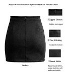 Mingnos Womens Faux Suede Leopard Print High Waisted Bodycon A-Line Mini Short Skirts (Black, M)