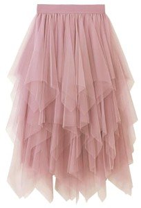 Velinsak Skirts for Women Midi Long Length Tulle Skirt Tutu A Line Flowy High Waisted Halloween Skirts Pink M-L