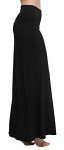 Urban CoCo Women's Stylish Spandex Comfy Fold-Over Flare Long Maxi Skirt (S, Black)