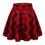 EXCHIC Women Stretch Waist Flared Mini Skater Skirt Casual Pleated Skirts (L, 13)