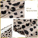 Raincol Womens Leopard Print Skirt Trendy Summer Midi Long Length Silk Satin High Waist Elastic Skirts, Beige, Small